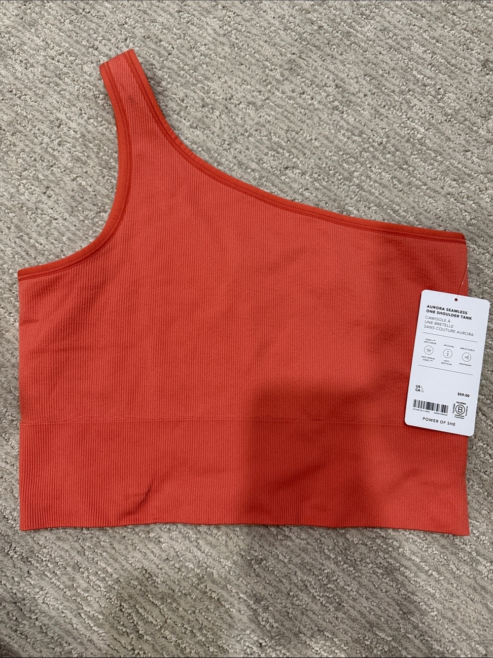 Athleta Seamless One-Shoulder Crop Tank - Coral Red